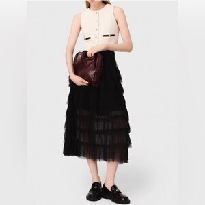 NWT MAJE Tulle Midi Skirt